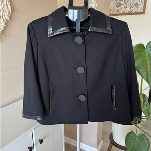 Sandro Black Cropped Blazer with Contrasting Collar